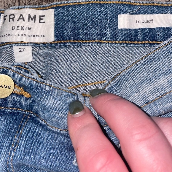 FRAME Denim Shorts Women Size 27 Le CutOff cuffed rolled hem Jean casual - Picture 3 of 7